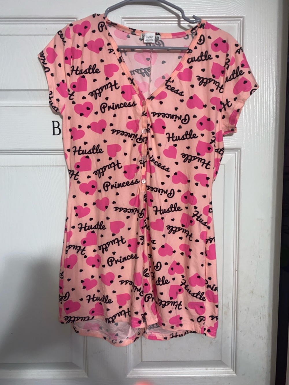 3 SETS IF DIFFERENT PAJAMAS/NIGHTWEAR Pink Heart Print Button-Front Nightshirt